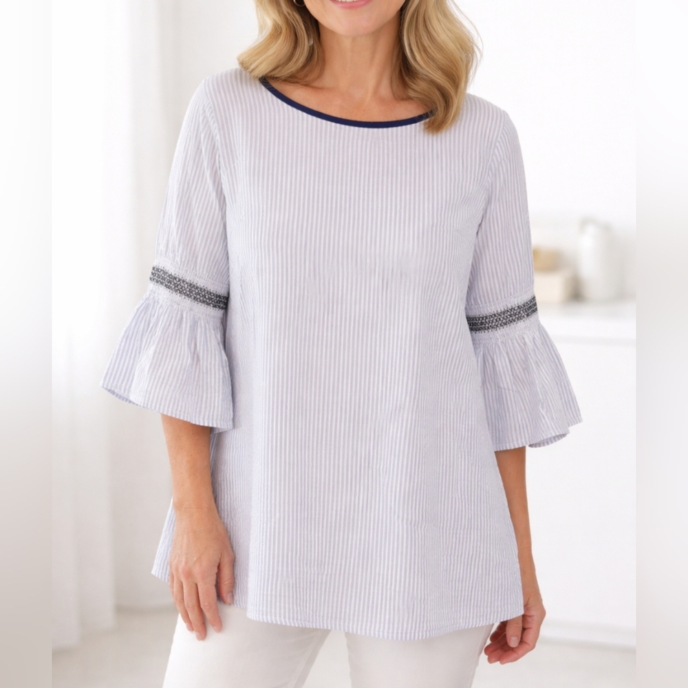 ⭐️ twik Light Blue striped cotton blouse/tunic